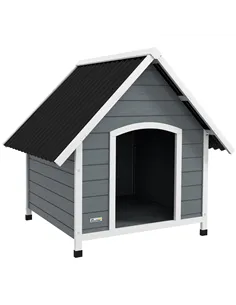 PawHut Outdoor Dog Kennel, Wooden Dog House, with Removable Floor, Anti-Corrosion Wood, for Large Dogs, 106.5H x 110W x 98Dcm