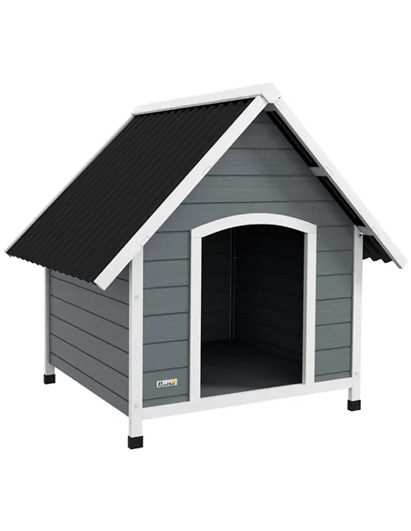 PawHut Outdoor Dog Kennel, Wooden Dog House, with Removable Floor, Anti-Corrosion Wood, for Large Dogs, 106.5H x 110W x 98Dcm