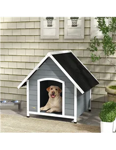 PawHut Outdoor Dog Kennel, Wooden Dog House, with Removable Floor, Anti-Corrosion Wood, for Large Dogs, 106.5H x 110W x 98Dcm 2