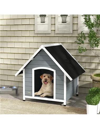 PawHut Outdoor Dog Kennel, Wooden Dog House, with Removable Floor, Anti-Corrosion Wood, for Large Dogs, 106.5H x 110W x 98Dcm