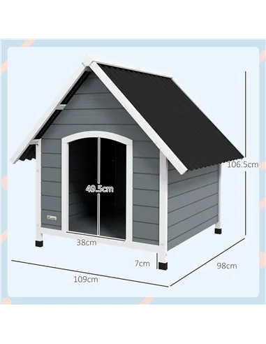 PawHut Outdoor Dog Kennel, Wooden Dog House, with Removable Floor, Anti-Corrosion Wood, for Large Dogs, 106.5H x 110W x 98Dcm