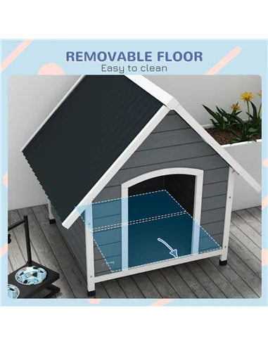 PawHut Outdoor Dog Kennel, Wooden Dog House, with Removable Floor, Anti-Corrosion Wood, for Large Dogs, 106.5H x 110W x 98Dcm