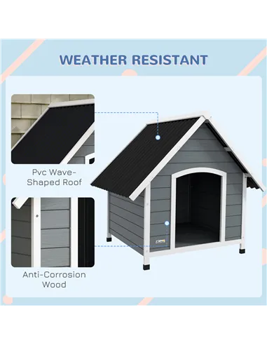 PawHut Outdoor Dog Kennel, Wooden Dog House, with Removable Floor, Anti-Corrosion Wood, for Large Dogs, 106.5H x 110W x 98Dcm