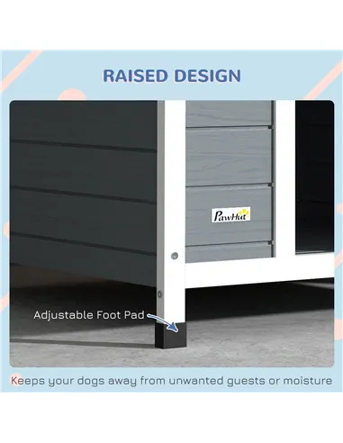 PawHut Outdoor Dog Kennel, Wooden Dog House, with Removable Floor, Anti-Corrosion Wood, for Large Dogs, 106.5H x 110W x 98Dcm