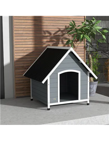 PawHut Outdoor Dog Kennel, Wooden Dog House, with Removable Floor, Anti-Corrosion Wood, for Large Dogs, 106.5H x 110W x 98Dcm