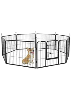 PawHut Steel 8 Panel Dog pen Pet Puppy PlayPen Grey
