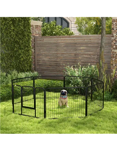 PawHut Steel 8 Panel Dog pen Pet Puppy PlayPen Grey