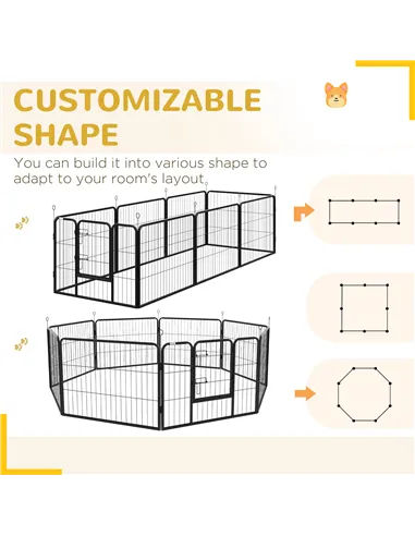 PawHut Steel 8 Panel Dog pen Pet Puppy PlayPen Grey