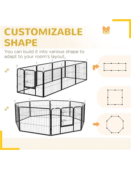 PawHut Steel 8 Panel Dog pen Pet Puppy PlayPen Grey