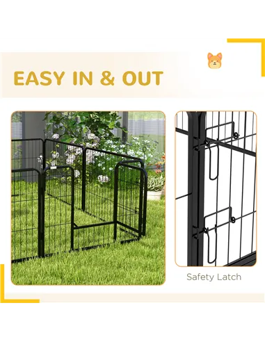 PawHut Steel 8 Panel Dog pen Pet Puppy PlayPen Grey