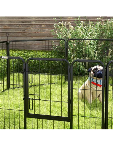 PawHut Steel 8 Panel Dog pen Pet Puppy PlayPen Grey