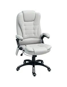 HOMCOM 6-Point Massage Office Chair with Seat Heated for Home Office, PU Leather High Back Executive Desk Chair with Adjustable 