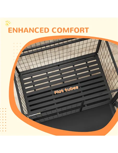 PawHut Heavy Duty Dog Crate on Wheels w/ Bowl Holder, Removable Tray, Openable Top, Detachable Door, for L, XL Dogs