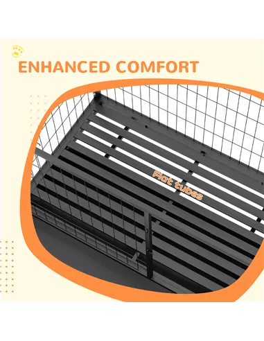 PawHut Heavy Duty Dog Crate on Wheels w/ Bowl Holder, Removable Tray, Openable Top, Detachable Door, for L, XL Dogs