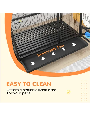 PawHut Heavy Duty Dog Crate on Wheels w/ Bowl Holder, Removable Tray, Openable Top, Detachable Door, for L, XL Dogs