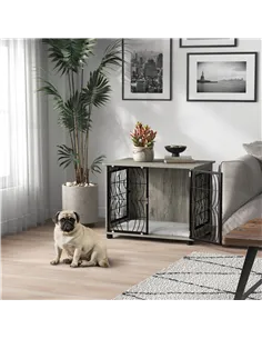 PawHut Indoor Dog Crate Furniture End Table w/ Plush Washable Cushion, Lockable Door, for Medium Dogs 2