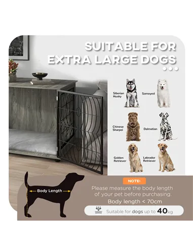 PawHut Dog Crate Furniture End Table w/ Plush Washable Cushion, Lockable Door, for Extra Large Dogs