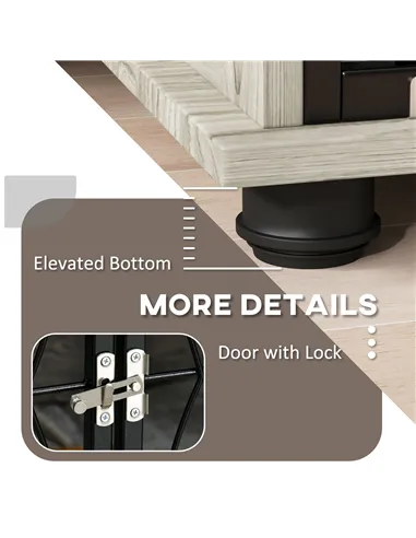 PawHut Dog Crate Furniture End Table w/ Plush Washable Cushion, Lockable Door, for Extra Large Dogs