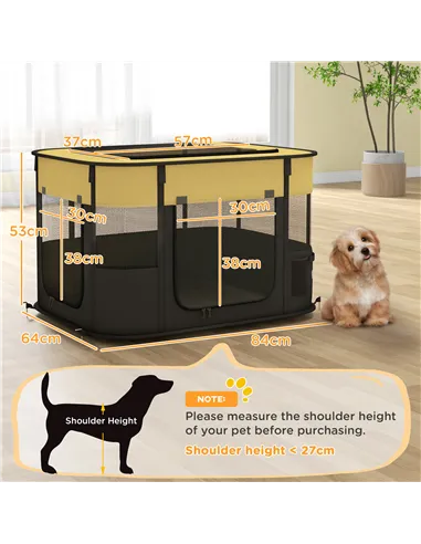 PawHut Foldable Dog Pen with Storage Bag for Indoor/Outdoor Use, Portable Pet playpen, with Ground Stakes - Yellow