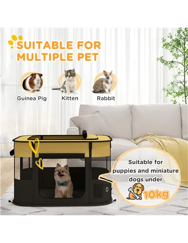 PawHut Foldable Dog Pen with Storage Bag for Indoor/Outdoor Use, Portable Pet playpen, with Ground Stakes - Yellow
