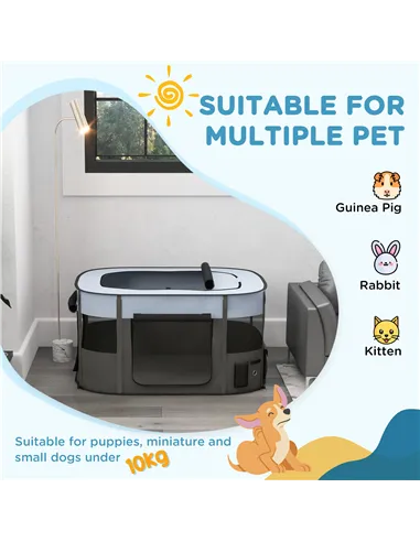 PawHut Foldable Dog Pen with Storage Bag for Indoor/Outdoor Use, Portable Pet playpen, with Ground Stakes - Grey