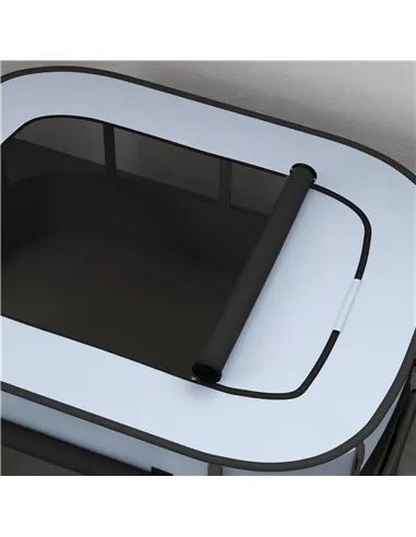 PawHut Foldable Dog Pen with Storage Bag for Indoor/Outdoor Use, Portable Pet playpen, with Ground Stakes - Grey