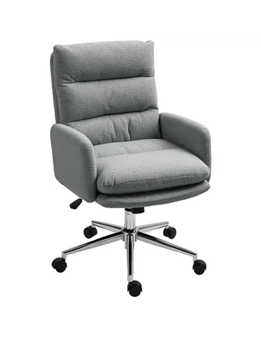 HOMCOM 91-99cm Sherpa Fleece Office Chair - Grey