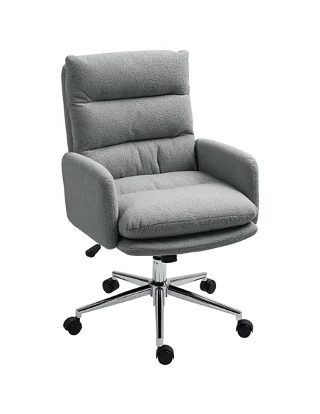 HOMCOM 91-99cm Sherpa Fleece Office Chair - Grey