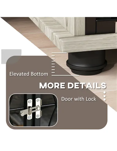 PawHut Dog Crate Furniture End Table w/ Plush Washable Cushion, Lockable Door, for Large Dogs