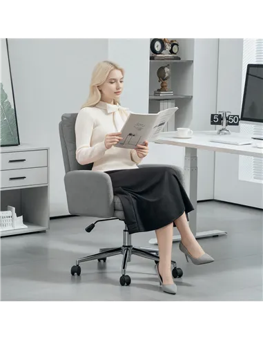 HOMCOM 91-99cm Sherpa Fleece Office Chair - Grey