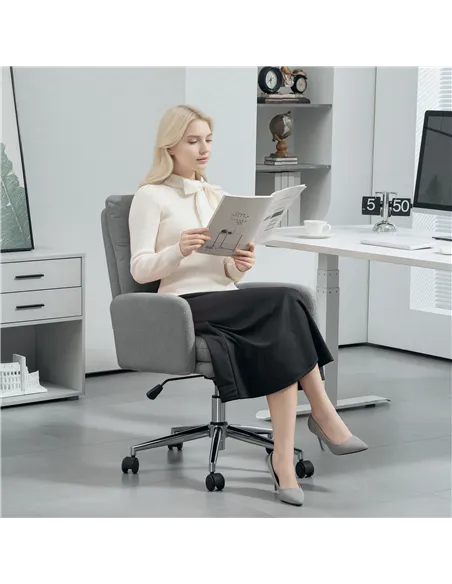 HOMCOM 91-99cm Sherpa Fleece Office Chair - Grey