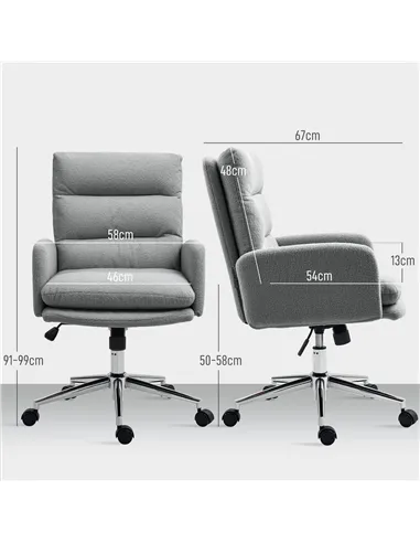 HOMCOM 91-99cm Sherpa Fleece Office Chair - Grey