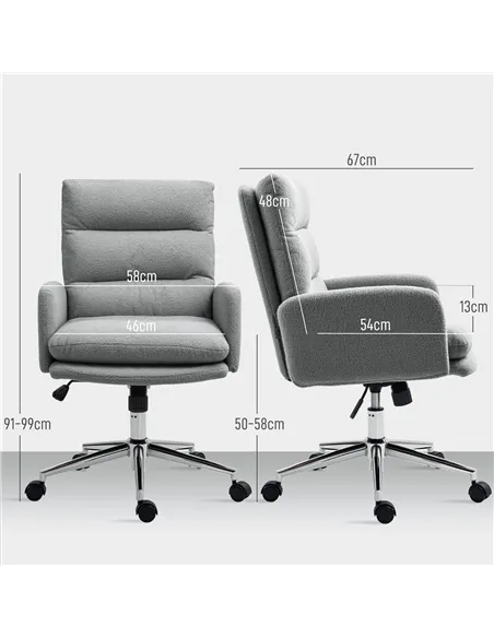 HOMCOM 91-99cm Sherpa Fleece Office Chair - Grey