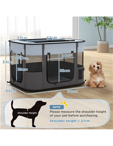 PawHut Foldable Dog Pen with Storage Bag for Indoor/Outdoor Use, Portable Pet playpen, with Ground Stakes - Grey