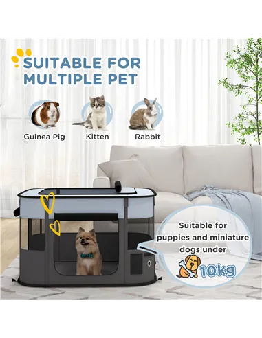 PawHut Foldable Dog Pen with Storage Bag for Indoor/Outdoor Use, Portable Pet playpen, with Ground Stakes - Grey