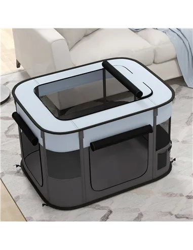 PawHut Foldable Dog Pen with Storage Bag for Indoor/Outdoor Use, Portable Pet playpen, with Ground Stakes - Grey