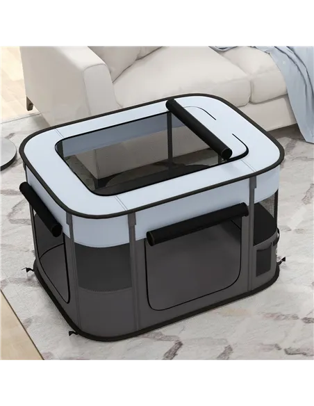 PawHut Foldable Dog Pen with Storage Bag for Indoor/Outdoor Use, Portable Pet playpen, with Ground Stakes - Grey