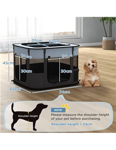 PawHut Foldable Dog Pen with Storage Bag for Indoor/Outdoor Use, Portable Pet playpen, with Ground Stakes - Grey