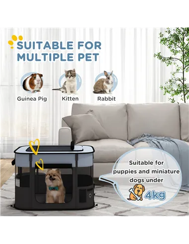 PawHut Foldable Dog Pen with Storage Bag for Indoor/Outdoor Use, Portable Pet playpen, with Ground Stakes - Grey