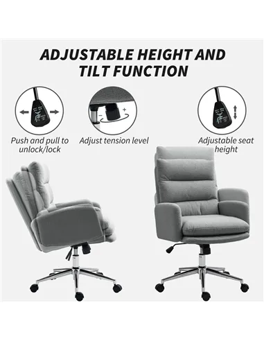 HOMCOM 91-99cm Sherpa Fleece Office Chair - Grey