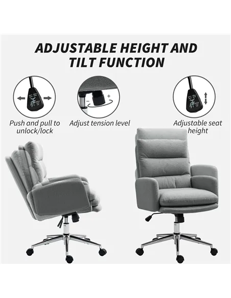 HOMCOM 91-99cm Sherpa Fleece Office Chair - Grey