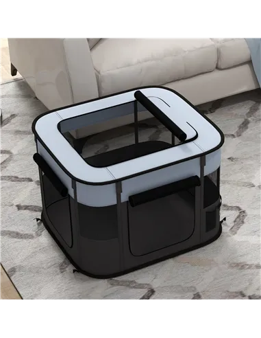 PawHut Foldable Dog Pen with Storage Bag for Indoor/Outdoor Use, Portable Pet playpen, with Ground Stakes - Grey