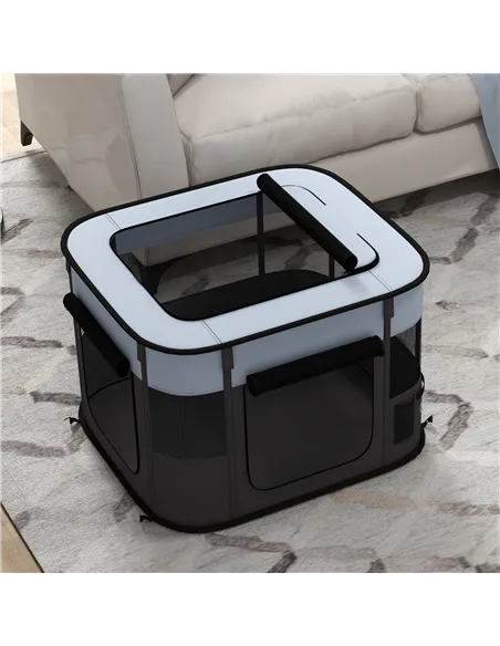 PawHut Foldable Dog Pen with Storage Bag for Indoor/Outdoor Use, Portable Pet playpen, with Ground Stakes - Grey