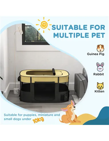 PawHut Foldable Dog Pen with Storage Bag for Indoor/Outdoor Use, Portable Pet playpen, with Ground Stakes - Yellow