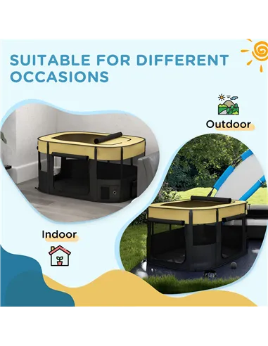 PawHut Foldable Dog Pen with Storage Bag for Indoor/Outdoor Use, Portable Pet playpen, with Ground Stakes - Yellow