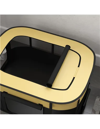 PawHut Foldable Dog Pen with Storage Bag for Indoor/Outdoor Use, Portable Pet playpen, with Ground Stakes - Yellow