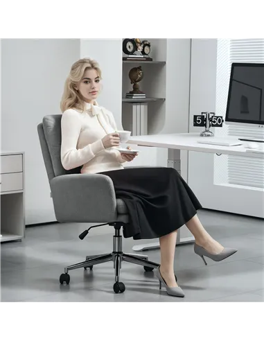 HOMCOM 91-99cm Sherpa Fleece Office Chair - Grey