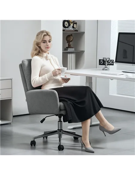 HOMCOM 91-99cm Sherpa Fleece Office Chair - Grey