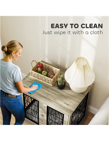 PawHut Indoor Dog Crate Furniture End Table with Soft Washable Cushion, Lockable Front Door, for Medium Dogs - Black