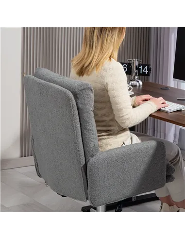 HOMCOM 91-99cm Sherpa Fleece Office Chair - Grey